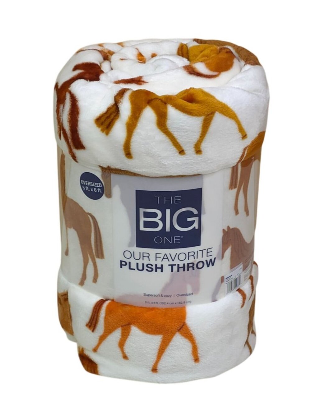 The Big One Oversized Horses Plush Throw 5'X6' Horse Pattern Supersoft Cozy